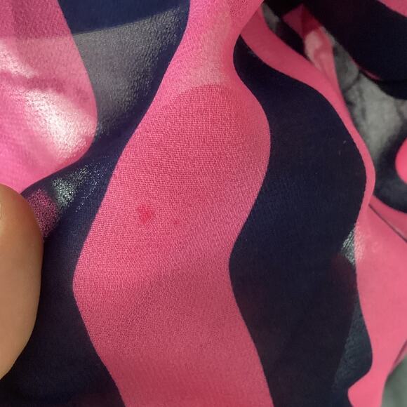 Vintage Sans Souci Sheer Stripe Blouse Button Front Batwing Dolman Sleeves Small - Picture 10 of 13